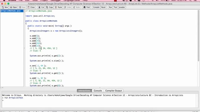 Lecture 82 - ArrayList Methods