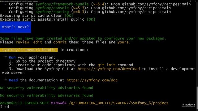 Mudey Formation | Cours 13 Création d'un projet Symfony avec Composer смотреть онлайн