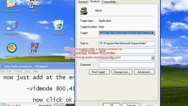 get halo to run on eee pc in 20 seconds!! one time process! no downloads