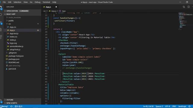 15. Filtering in Material Table | Material UI