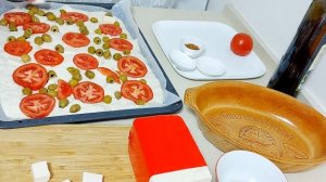 Итальянская Фокачча! С помидорами,  сыром и оливками!Тесто как на Чиабатту!Italian focaccia!