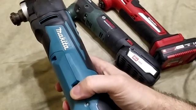 сравнение трëх аккумуляторных мультитулов. Einhell Varrito, Makita DTM51Z, Bosch Advancedcut 18