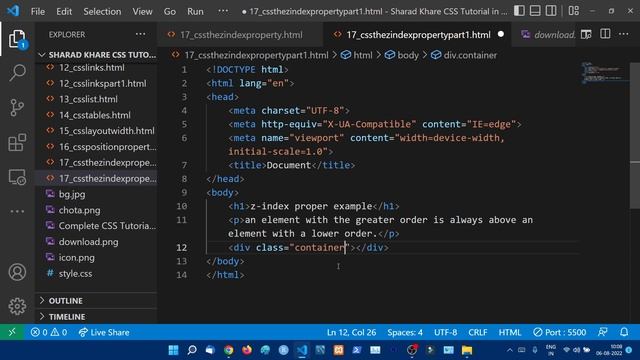 CSS Layout - The z-index Property || Z-index CSS Tutorial || Complete CSS Tutorial in Hindi 17