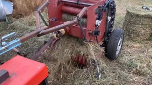 1. Test DIY mini round baler první test balíkovače