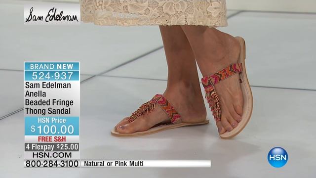 Sam Edelman Anella Beaded Fringe Thong Sandal смотреть онлайн