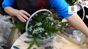 Новогодняя композиция в корзинке своими руками