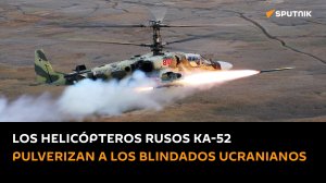 Los helicópteros rusos Ka-52 pulverizan vehículos blindados ucranianos con los misiles Vikhr