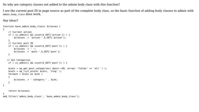 Wordpress: How do I add Category Body Classes to Admin? смотреть онлайн