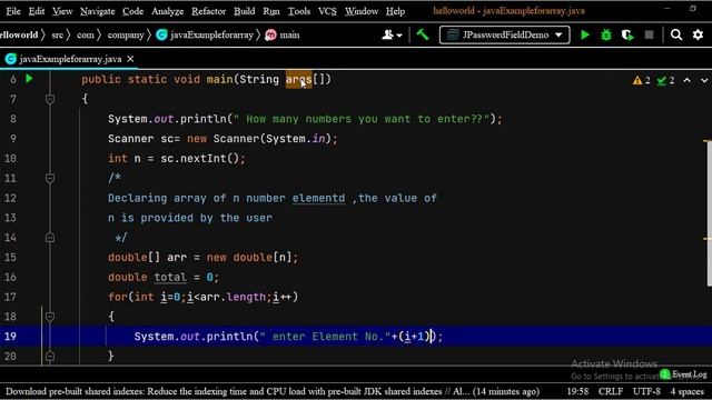 Java Program to Calculate average using Array