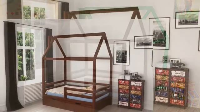 Детская кровать домик из массива дерева смотреть онлайн