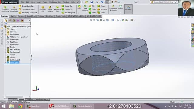 كيفية عمل صاموله بسن القلاوظ بإستخدام برنامج سوليدووركس смотреть онлайн