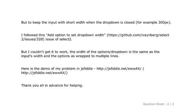 jQuery : select2 - Setting different width to input and dropdown смотреть онлайн