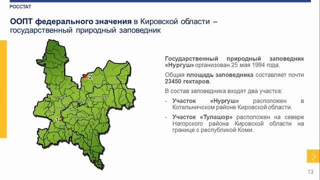 Доклад «Статистика особо охраняемых природных территорий Кировской области»