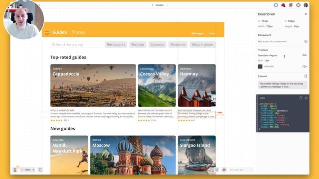 Inspecting a design and looking at code snippets