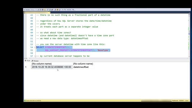 Time Zones and the DATETIMEOFFSET data type in SQL