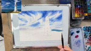 МАЯК АКВАРЕЛЬЮ.МОРСКОЙ ПЕЙЗАЖ С МАЯКОМ.Урок рисования. Landscape wiht lighthouse.