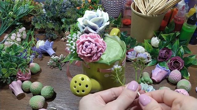 Мыльный букет в керамической лейке ??? Как собрать букет из мыла ??? Мыловарение от ТакКруто