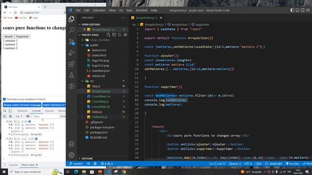 5 اتعلم رياكت بالتمارين الجزء (array add,remove update with pure function) смотреть онлайн