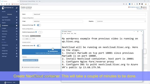 Install NextCloud Container Using Portainer -1 смотреть онлайн