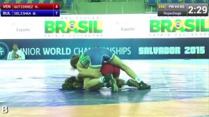Repechage FW - 44 kg: N. GUTIERREZ (VEN) df. M. SELISHKA (BUL) by FALL, 8-11