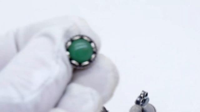 Серьги гвоздики Нефрит Хризопраз пусеты с камнями натуральные камни серебро 12 мк Хорошие Вещи 1965