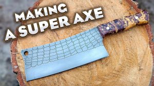 KNIFE MAKING. SNAKE SKIN DAMASCUS TEXTURE CLEAVER - FULL PROCESS