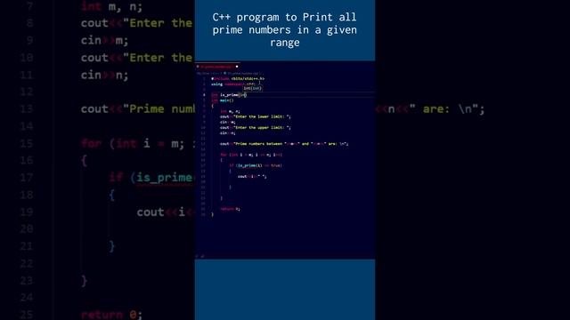 C++ program to print all prime numbers in a given range.