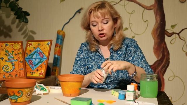 «Ручная работа». Роспись горшочка для цветка (30.04.2014)