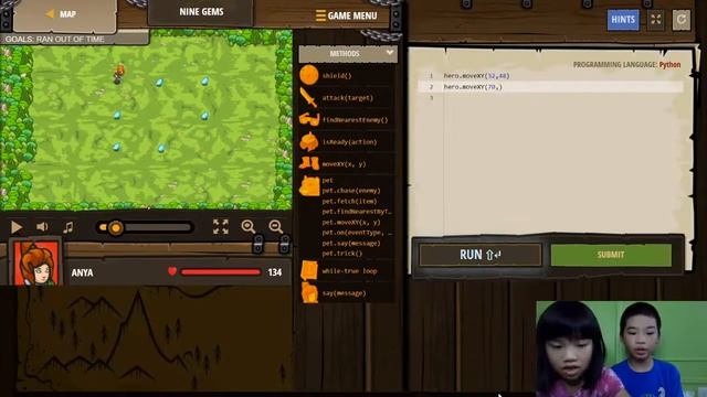 Secrets of Coding PYTHON in CodeCombat: Backwoods Forest - Nine Gems: Game Walkthrough