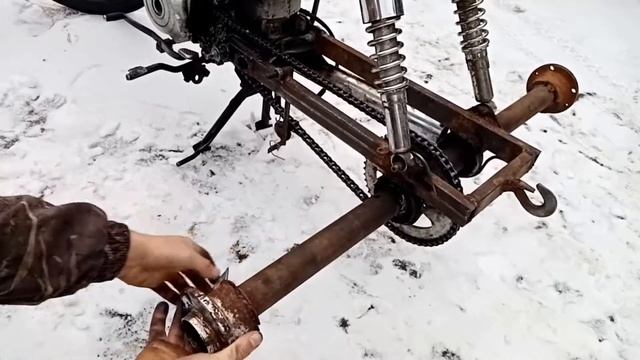 Самодельный трицикл из мопеда Альфа. Первые покатушки. + Самодельная грязевая резина 2.0