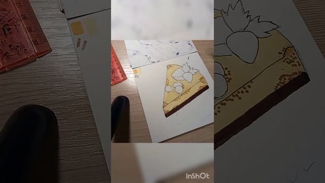 Рисунок кусочка торта в скетчбук маркерами/за 15 минут/уровень:средний
