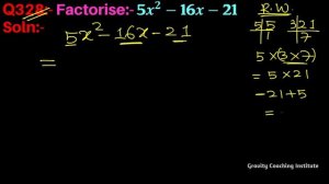 Q328 | Factorise 5x^2-16x-21 | Factorise 5x2-16x-21 | Factorise 5 x square - 16x - 21 | 5 x square