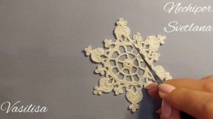 Вязание снежинки крючком. МК 8.