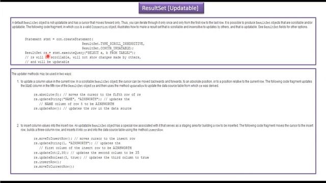 What is JDBC Updatable ResultSet? | JDBC