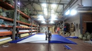 Изготовление тента на семи метровый прицеп ,раскрой и добивание ,пвх 630 корея ,7-ми метровая фура.