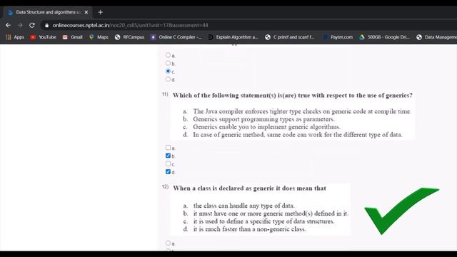 Data Structures and Algorithm using Java Quiz Solution || Week-1  Solution || NPTEL || Jul-Dec 2020