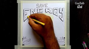 How to draw save energy poster chart drawing for competition ( very easy) step by step