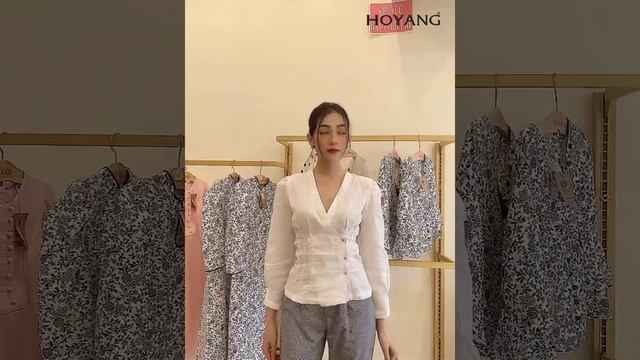 Áo Kiểu Tay Dài Hàn Quốc PhốI Quần Tây Baggy Caro - HoYang