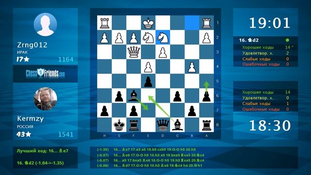 Анализ шахматной партии: Zrng012 - Kermzy, 0-1 (по ChessFriends.com) смотреть онлайн