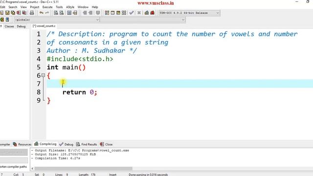 C program to count the number of vowels and consonants in a given string смотреть онлайн