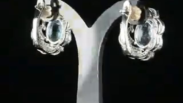 Серьги серебро 925 с голубым топазом