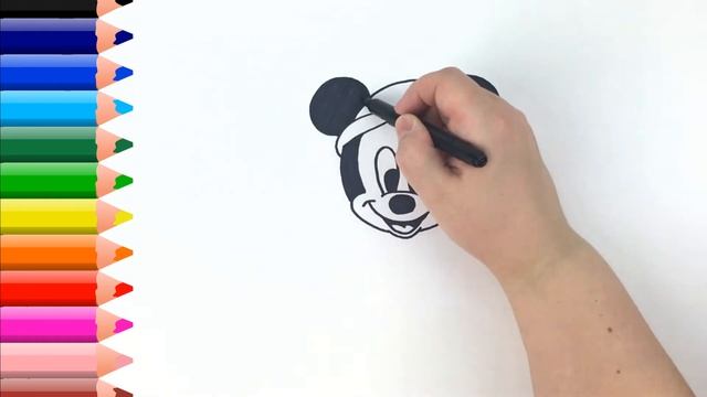 Как нарисовать Мики Мауса . Мультик раскраска. Простая техника рисования для детей смотреть онлайн