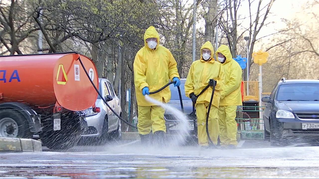 В Москве началась уже шестая по счету дезинфекция дорог и общественных пространств