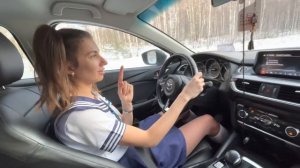 Дебильный тест драйв Мазда 6 или красивая девушка впервые за рулем Mazda 6