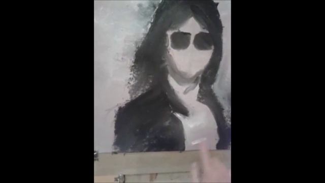 Черно-белый портрет маслом "Оля" смотреть онлайн