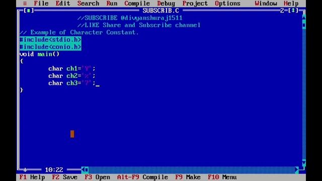 Write a program to explain the Character constant ||C++ || Turboc ||Explanation of Above Descriptio