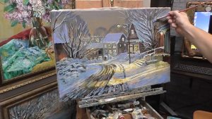 Картина маслом. Город в новогоднюю ночь. Этапы работы в живописи