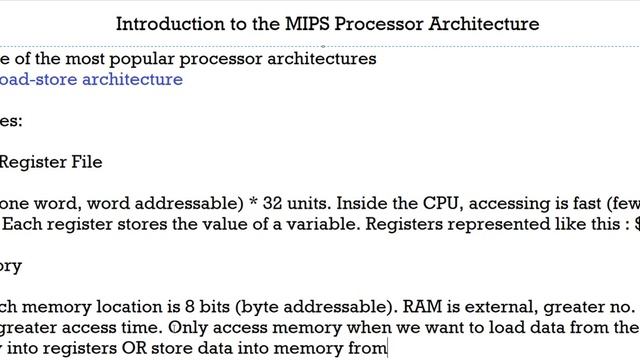 Introduction to MIPS Processor Architecture смотреть онлайн