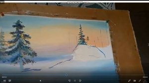 Как нарисовать зимний пейзаж гуашью. Урок №3 /Winter landscape in gouache