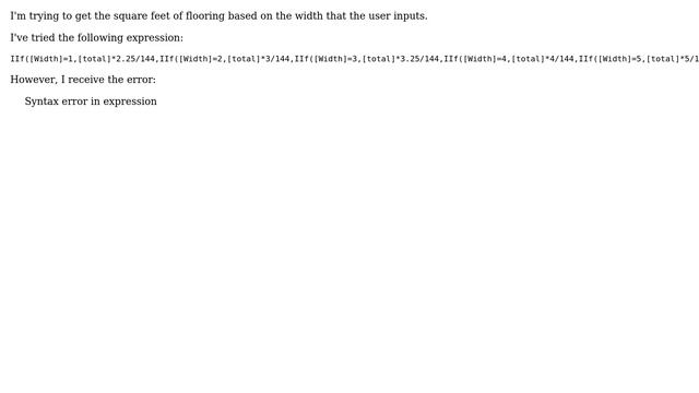 Microsoft Access table, concurrent if statement says syntax error, unable to find one